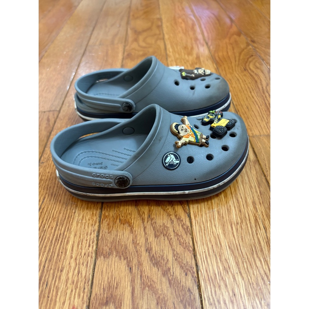Crocs Kids Crocband Clogs Slate Grey  Disney Pixar Up Wall-E Jibbitz Size C11